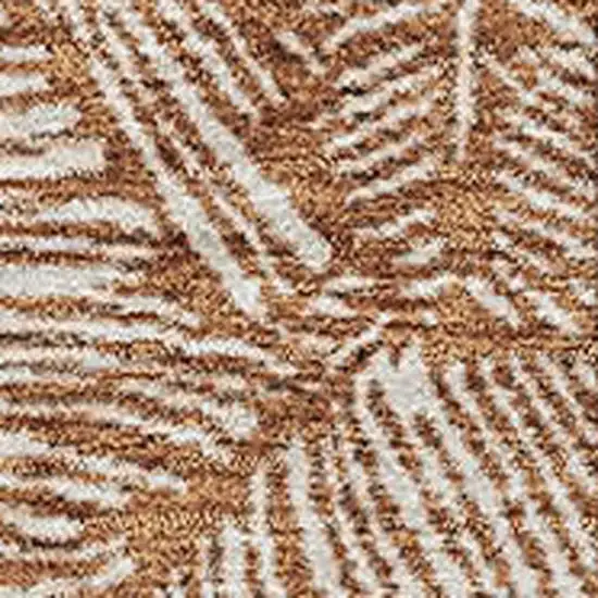 Rust And Beige Floral Washable Area Rug With UV Protection Photo 3