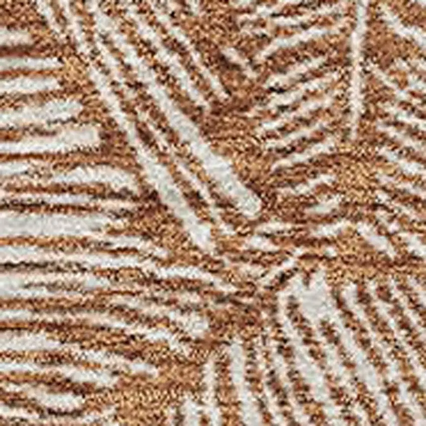 Rust And Beige Floral Washable Area Rug With UV Protection Photo 3