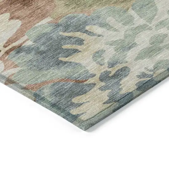 Rust And Beige Floral Washable Indoor Outdoor Area Rug Photo 6