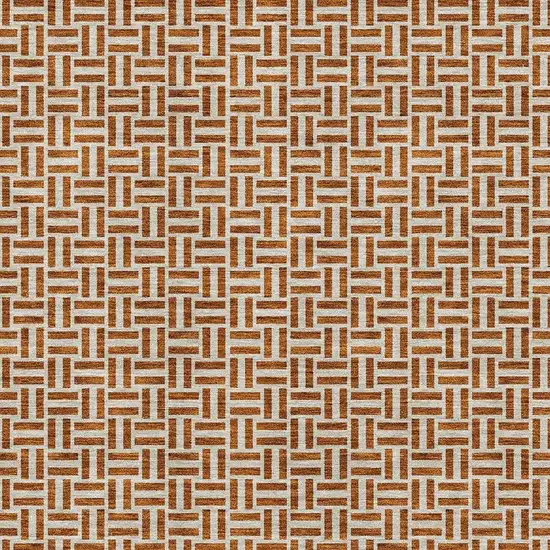 Rust And Beige Geometric Washable Area Rug With UV Protection Photo 3