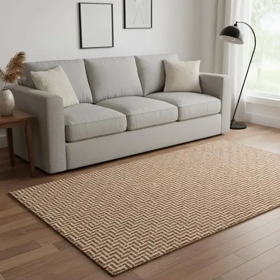 Rust And Beige Geometric Washable Area Rug With UV Protection Photo 2