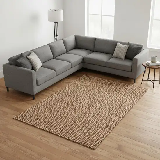 Rust And Beige Geometric Washable Area Rug With UV Protection Photo 2