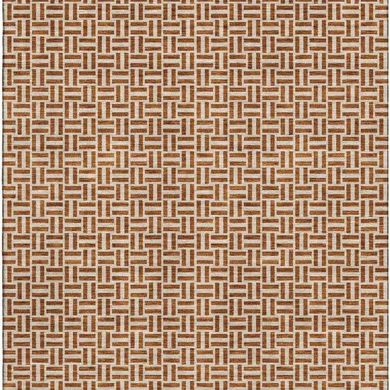 Rust And Beige Geometric Washable Area Rug With UV Protection Photo 4