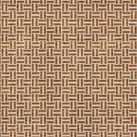 Rust And Beige Geometric Washable Area Rug With UV Protection Photo 3