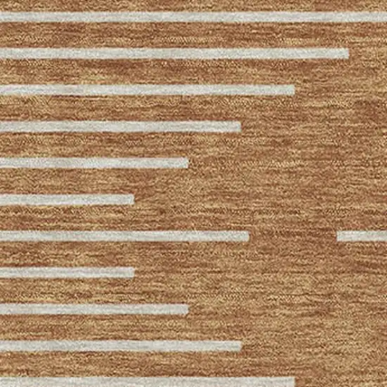 Rust And Beige Geometric Washable Area Rug With UV Protection Photo 2