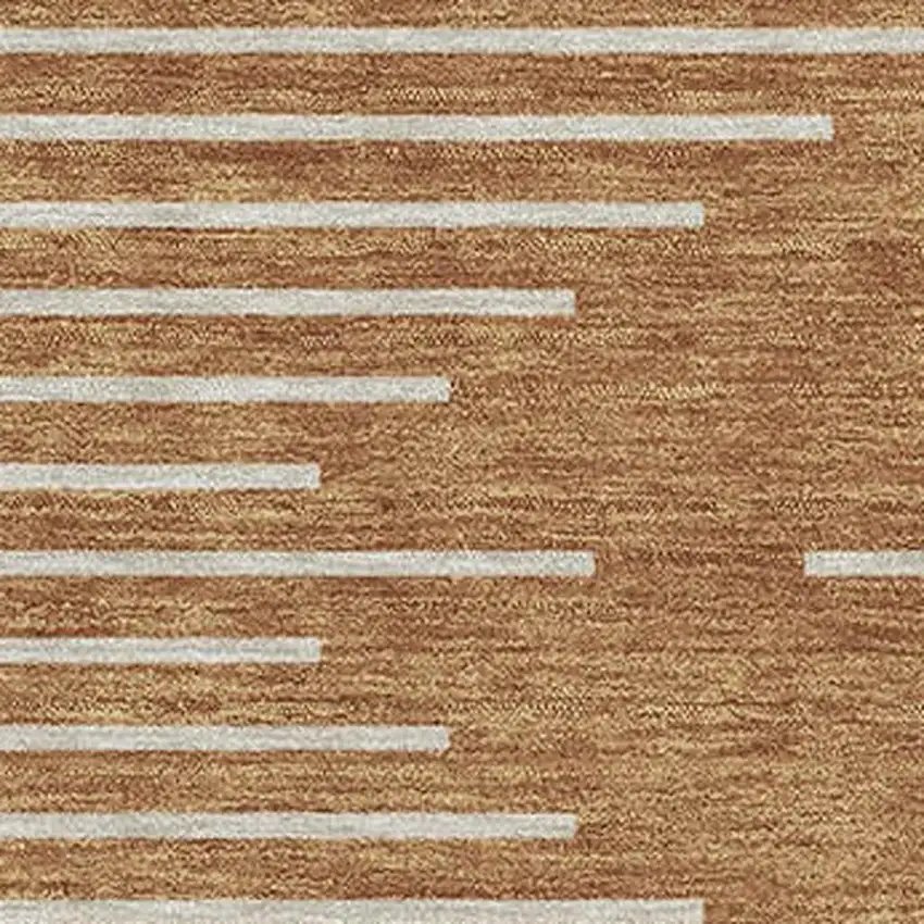 Rust And Beige Geometric Washable Area Rug With UV Protection Photo 2