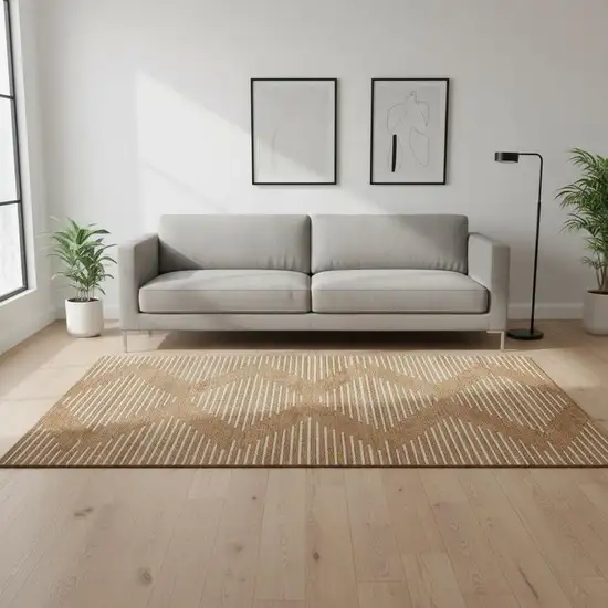 Rust And Beige Geometric Washable Area Rug With UV Protection Photo 2