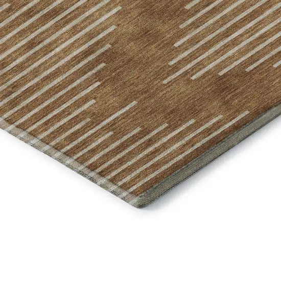 Rust And Beige Geometric Washable Area Rug With UV Protection Photo 7