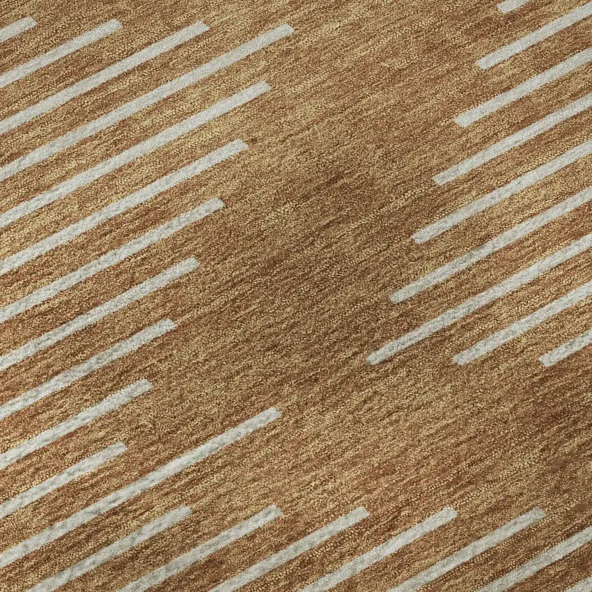 Rust And Beige Geometric Washable Area Rug With UV Protection Photo 9