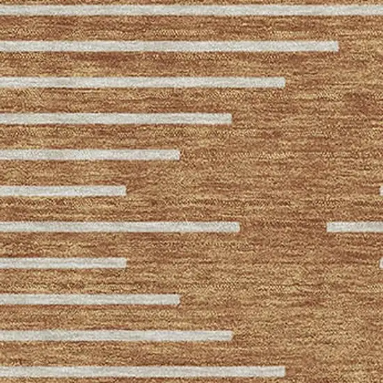 Rust And Beige Geometric Washable Area Rug With UV Protection Photo 2