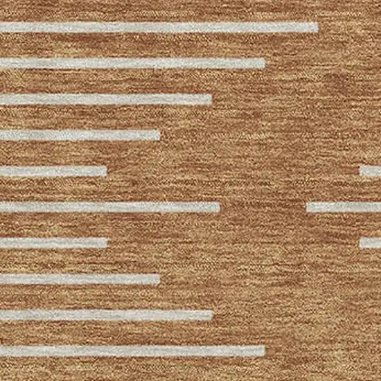 Rust And Beige Geometric Washable Area Rug With UV Protection Photo 2