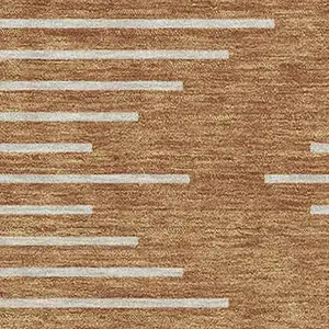 Photo of Rust And Beige Geometric Washable Area Rug With UV Protection