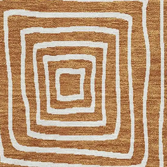 Rust And Beige Geometric Washable Area Rug With UV Protection Photo 2