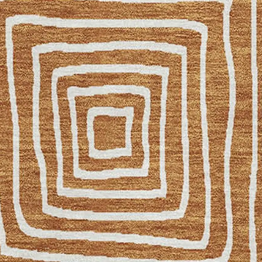 Rust And Beige Geometric Washable Area Rug With UV Protection Photo 2