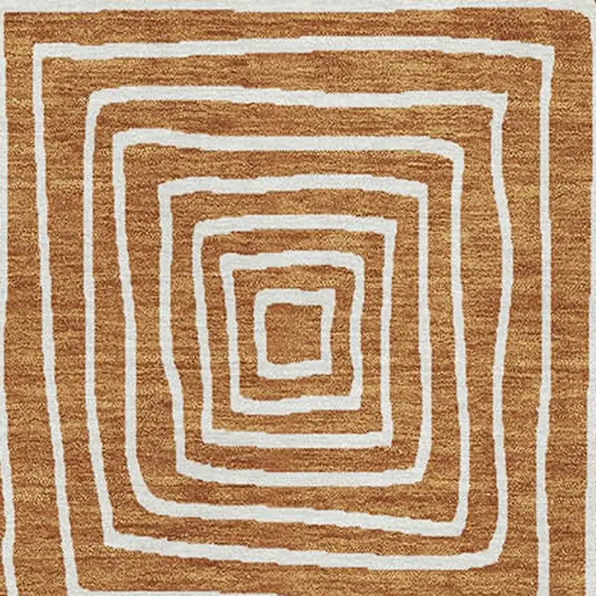 Rust And Beige Geometric Washable Area Rug With UV Protection Photo 2