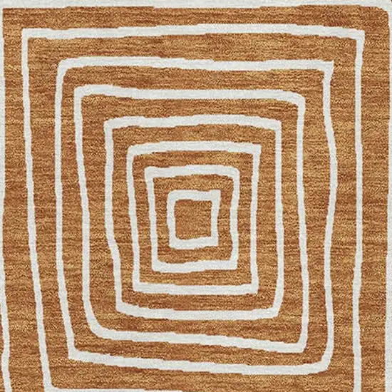 Rust And Beige Geometric Washable Area Rug With UV Protection Photo 2