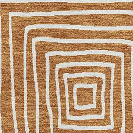 Rust And Beige Geometric Washable Area Rug With UV Protection Photo 2
