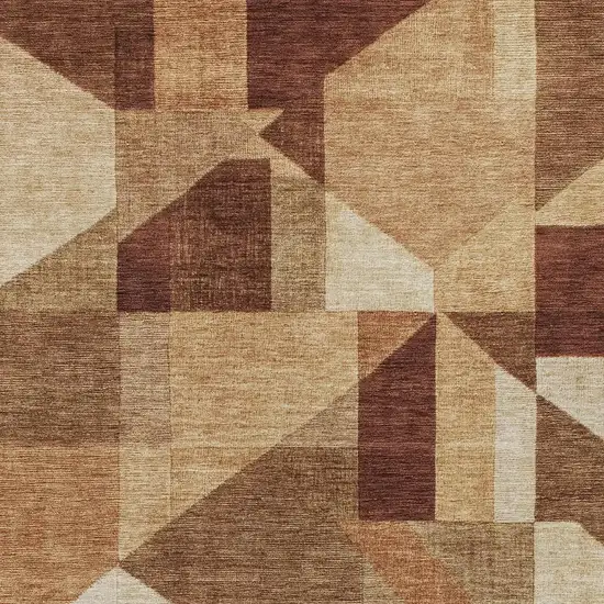 Rust And Beige Geometric Washable Indoor Outdoor Area Rug Photo 2