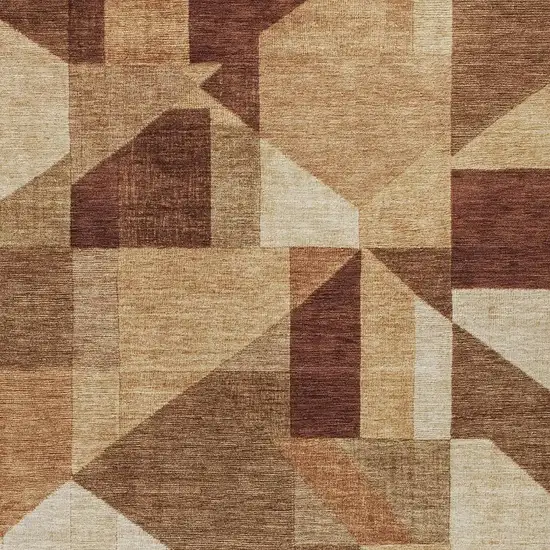 Rust And Beige Geometric Washable Indoor Outdoor Area Rug Photo 2