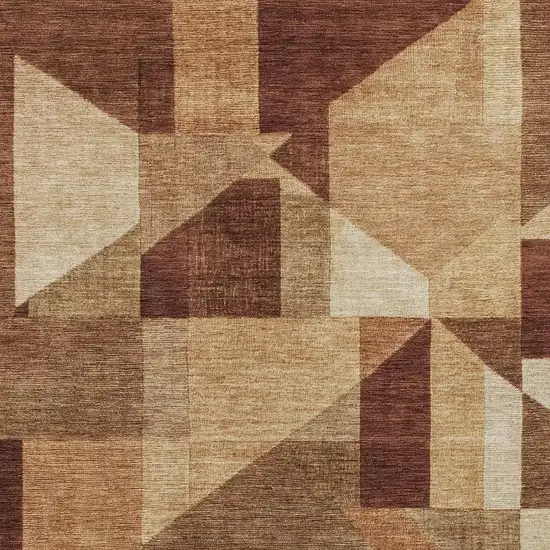 Rust And Beige Geometric Washable Indoor Outdoor Area Rug Photo 2