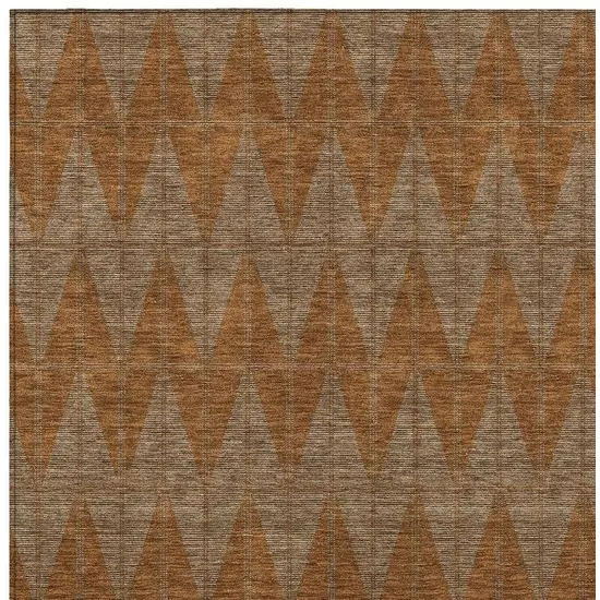 Rust And Beige Geometric Washable Indoor Outdoor Area Rug Photo 2