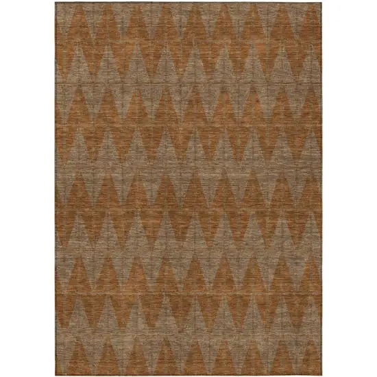Rust And Beige Geometric Washable Indoor Outdoor Area Rug Photo 1