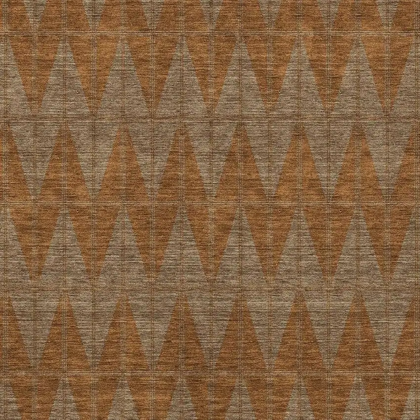 Rust And Beige Geometric Washable Indoor Outdoor Area Rug Photo 2