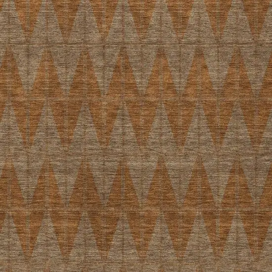 Rust And Beige Geometric Washable Indoor Outdoor Area Rug Photo 2