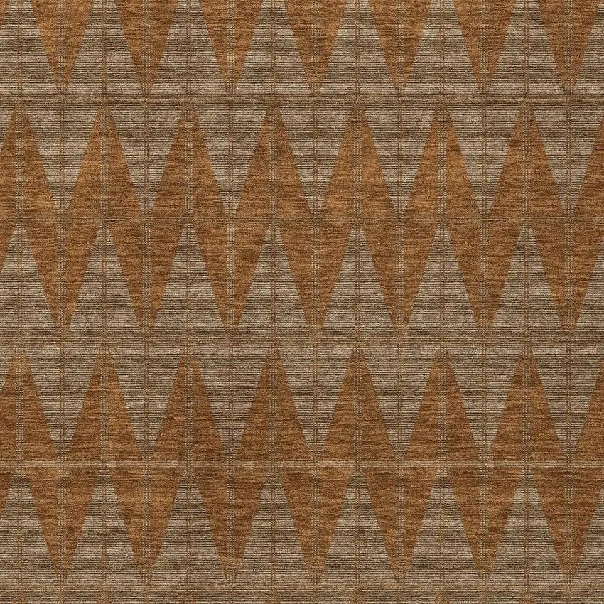 Rust And Beige Geometric Washable Indoor Outdoor Area Rug Photo 2