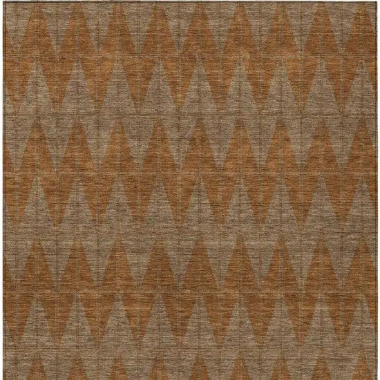 Rust And Beige Geometric Washable Indoor Outdoor Area Rug Photo 3