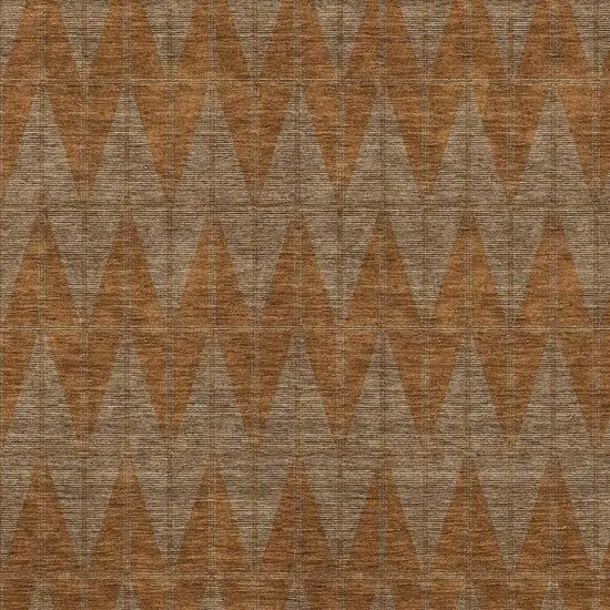 Rust And Beige Geometric Washable Indoor Outdoor Area Rug Photo 2