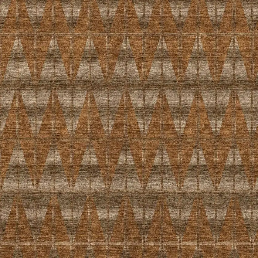 Rust And Beige Geometric Washable Indoor Outdoor Area Rug Photo 2