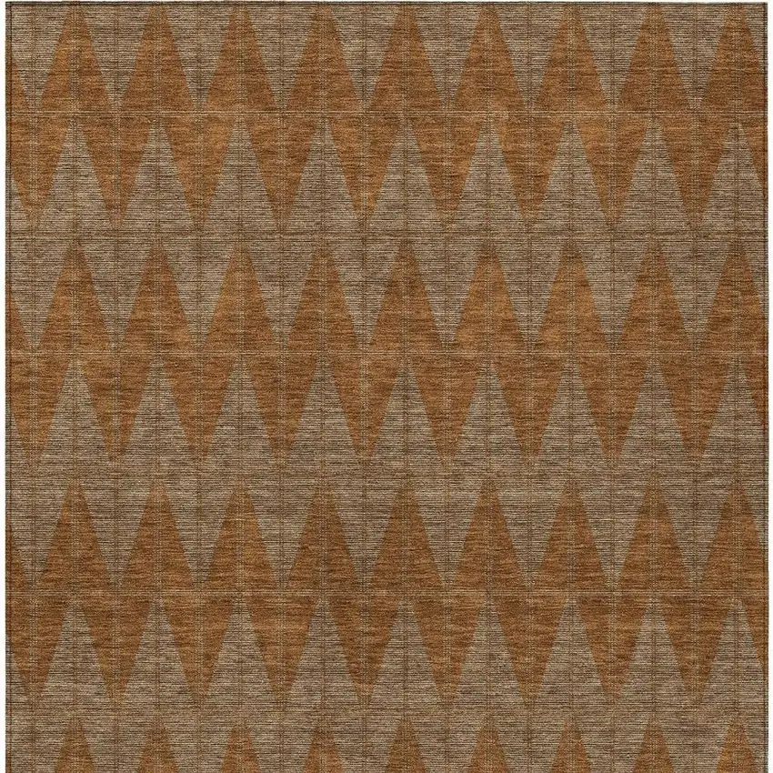 Rust And Beige Geometric Washable Indoor Outdoor Area Rug Photo 3