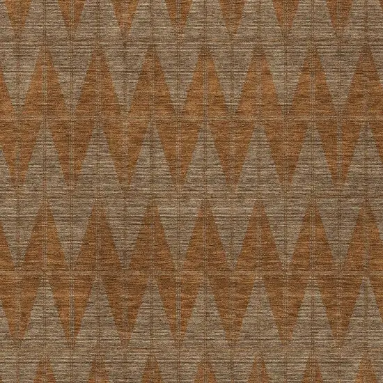 Rust And Beige Geometric Washable Indoor Outdoor Area Rug Photo 2