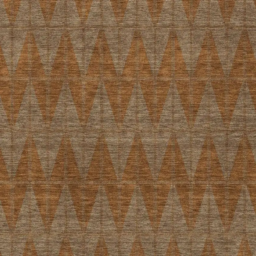 Rust And Beige Geometric Washable Indoor Outdoor Area Rug Photo 2
