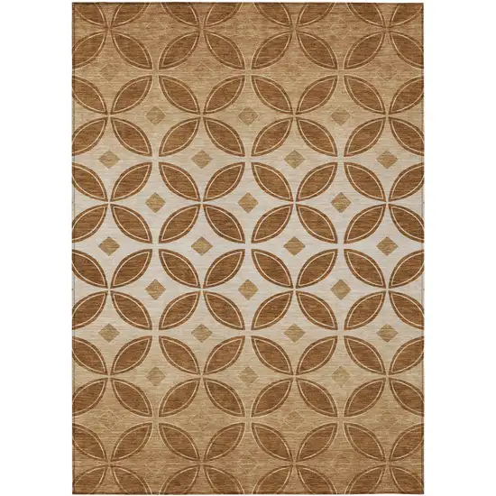 Rust And Beige Geometric Washable Indoor Outdoor Area Rug Photo 7