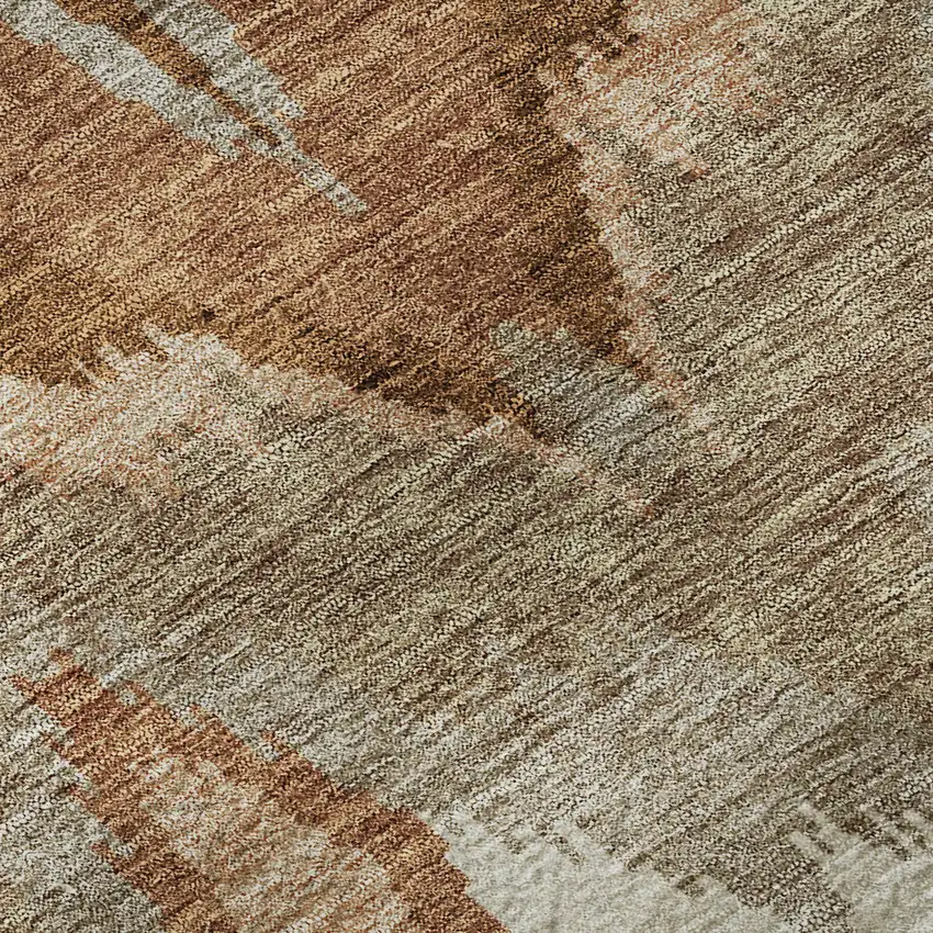 Rust And Beige Ikat Washable Area Rug With UV Protection Photo 9