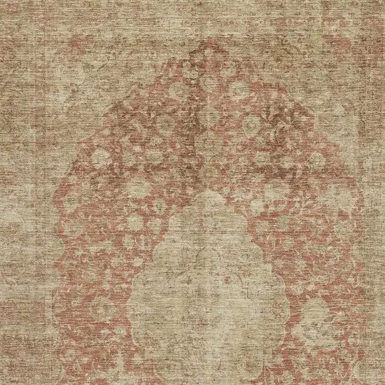 Rust And Beige Medallion Washable Area Rug With UV Protection Photo 2