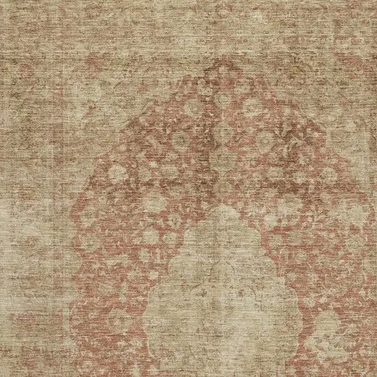 Rust And Beige Medallion Washable Area Rug With UV Protection Photo 2