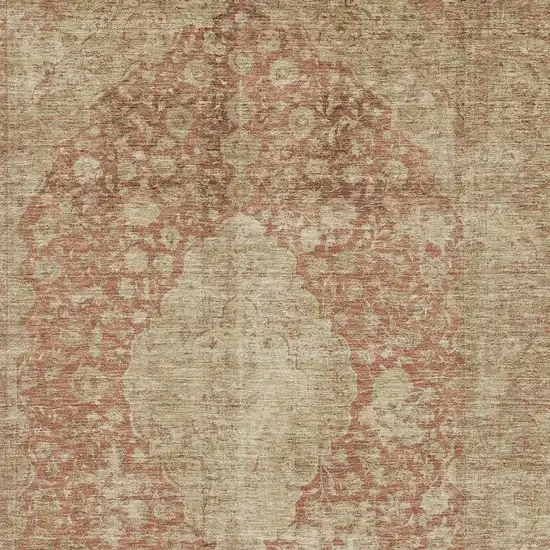 Rust And Beige Medallion Washable Area Rug With UV Protection Photo 2