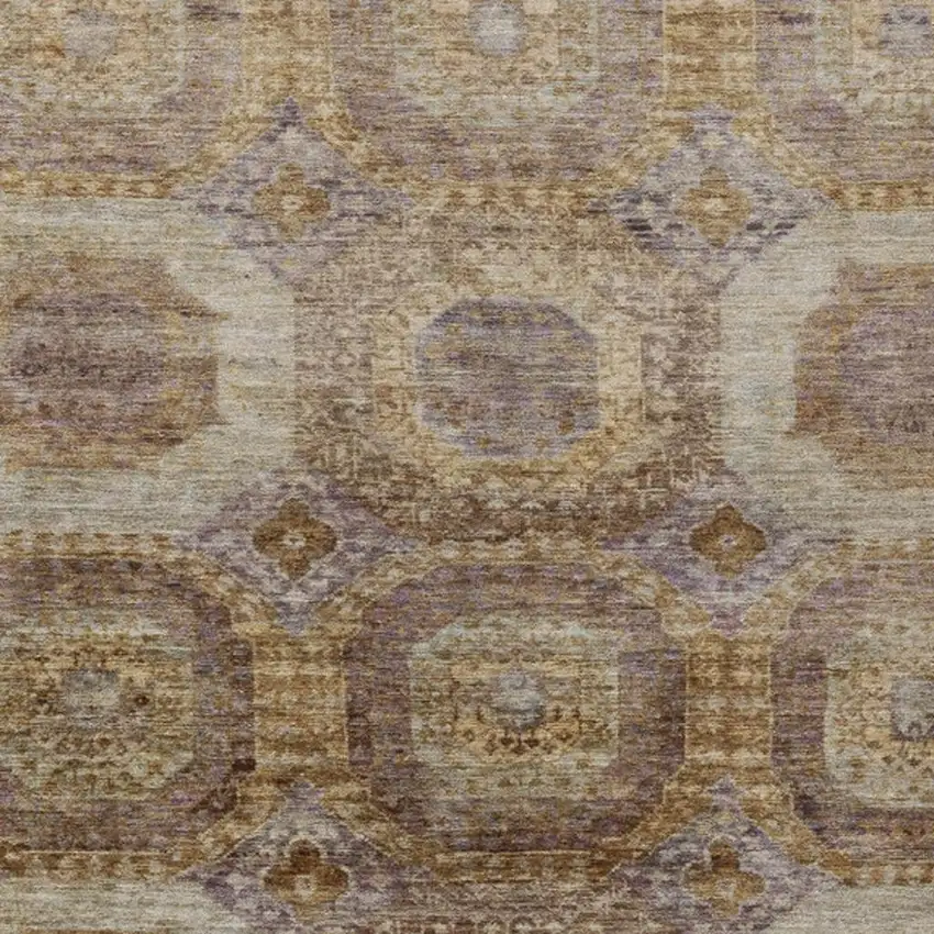 Rust And Beige Medallion Washable Indoor Outdoor Area Rug Photo 3