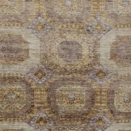 Rust And Beige Medallion Washable Indoor Outdoor Area Rug Photo 3