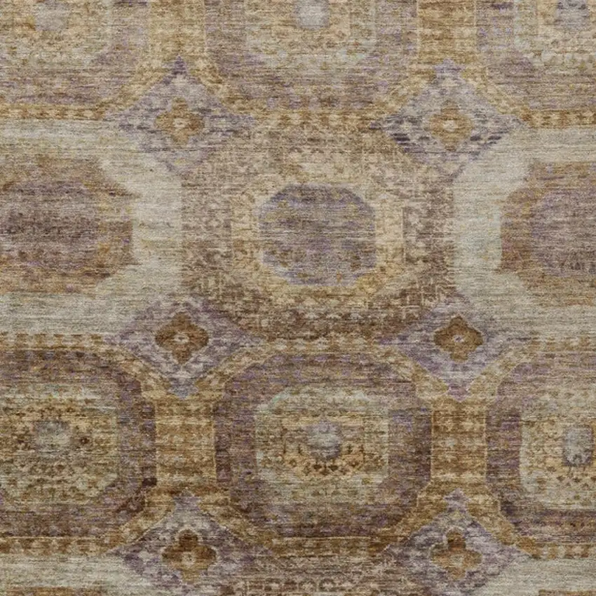 Rust And Beige Medallion Washable Indoor Outdoor Area Rug Photo 3