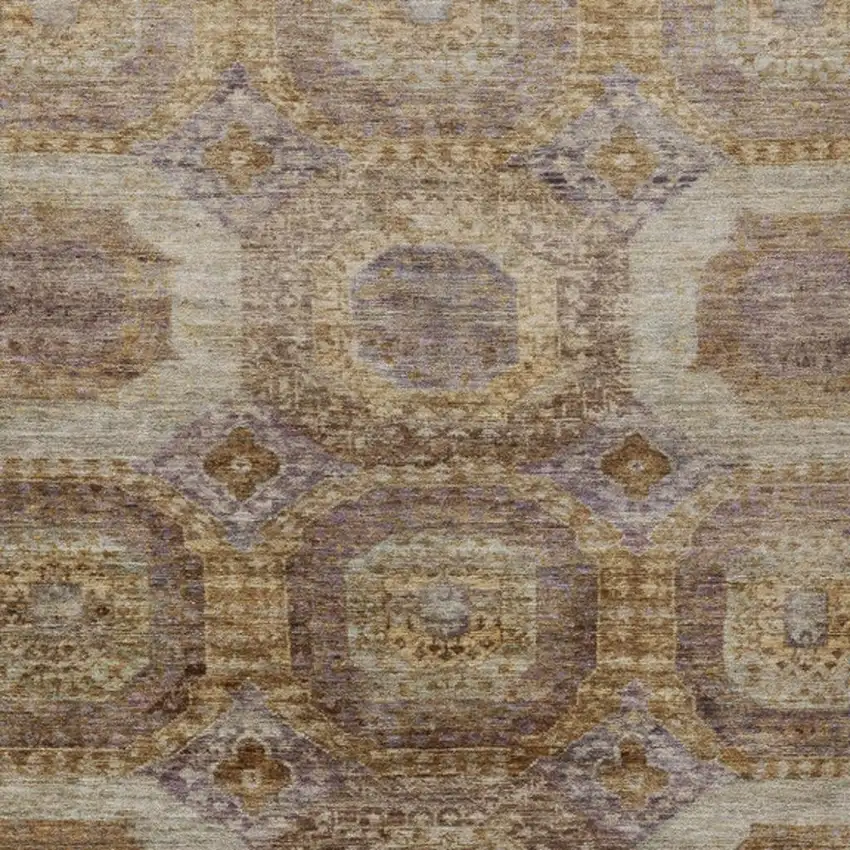 Rust And Beige Medallion Washable Indoor Outdoor Area Rug Photo 3