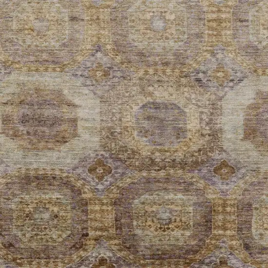 Rust And Beige Medallion Washable Indoor Outdoor Area Rug Photo 3