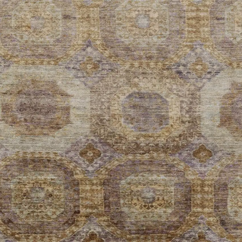 Rust And Beige Medallion Washable Indoor Outdoor Area Rug Photo 3