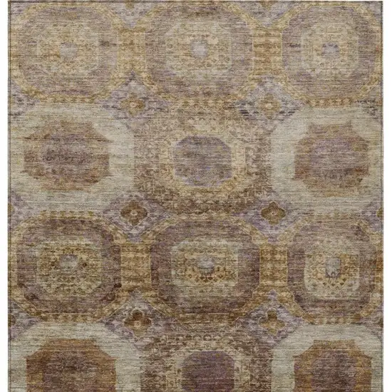 Rust And Beige Medallion Washable Indoor Outdoor Area Rug Photo 4