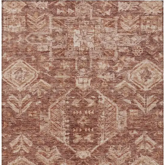 Rust And Beige Medallion Washable Indoor Outdoor Area Rug Photo 3
