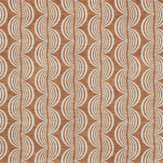 Rust And Beige Ogee Washable Area Rug With UV Protection Photo 2
