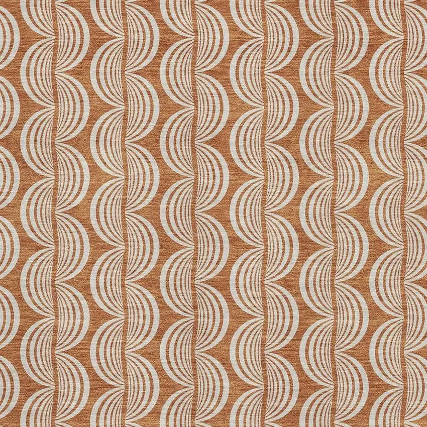 Rust And Beige Ogee Washable Area Rug With UV Protection Photo 2